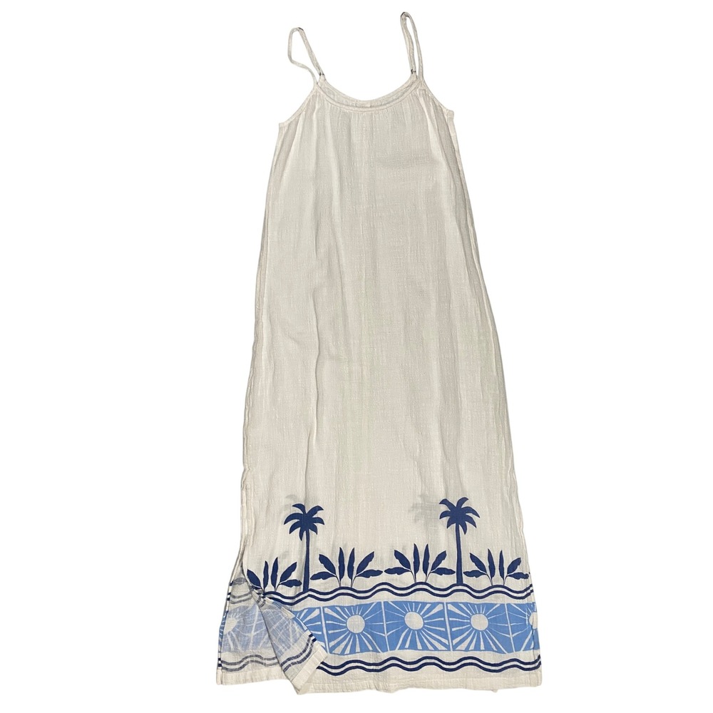 Rip Curl Santorini Sun Print Gauze Maxi Dress M? Adj Straps Breezy Flowy Summer - Picture 2 of 6